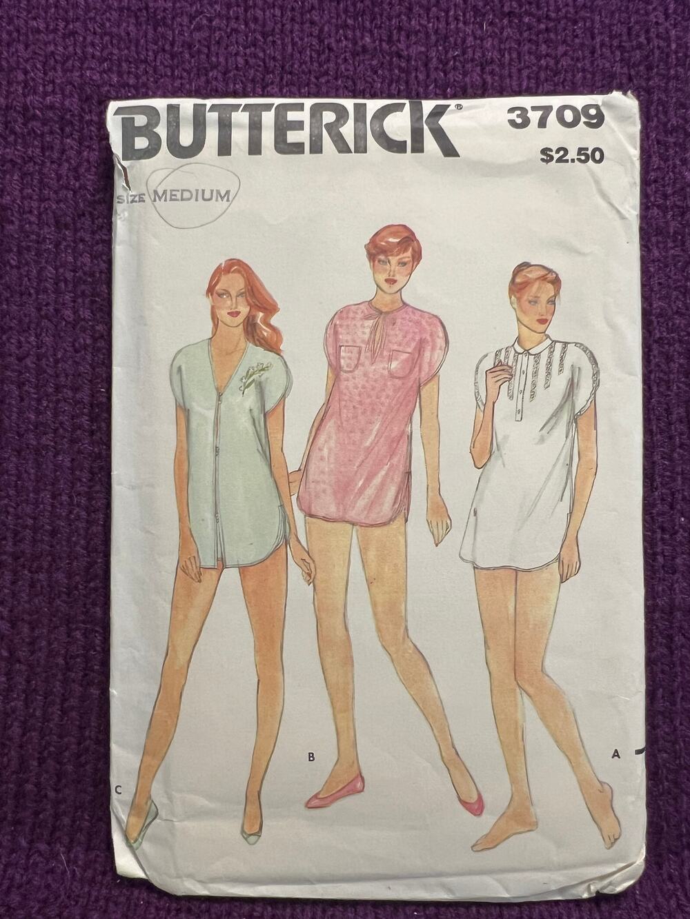 Butterick Sewing pattern 3709 womens pajamas top shorts night shirt size M